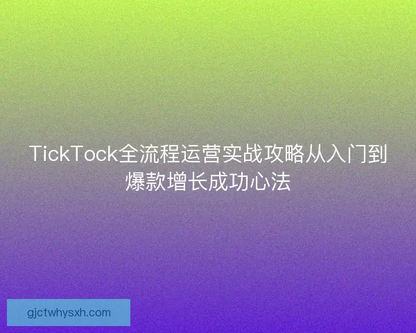 TickTock全流程运营实战攻略从入门到爆款增长成功心法 TickTock全流程运营实战攻略从入门到爆款增长成功心法