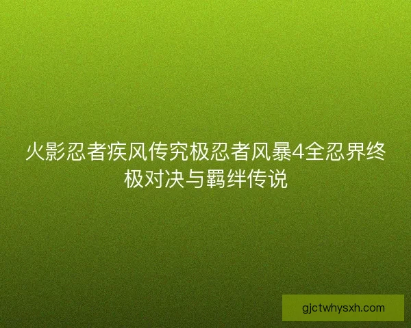 火影忍者疾风传究极忍者风暴4全忍界终极对决与羁绊传说
