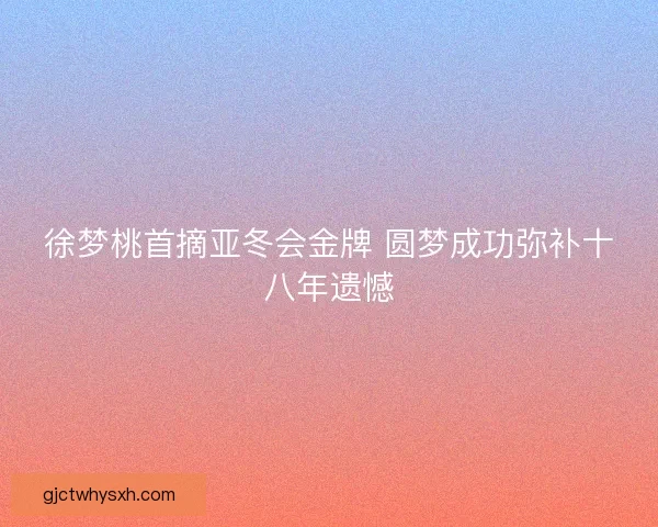 徐梦桃首摘亚冬会金牌 圆梦成功弥补十八年遗憾 徐梦桃首摘亚冬会金牌 圆梦成功弥补十八年遗憾
